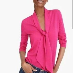 Red Tie Front Cashmere Sweater